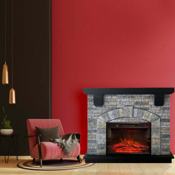 Semineu electric 3D ElectricSun GREYSTONE L115xH102cm cu sunet