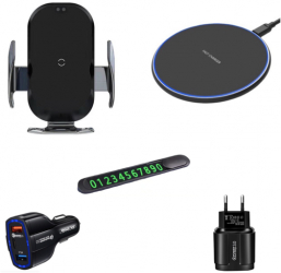 Set 5 Buc Incarcator Auto Fast Wireless Chargers 15W Automatic SMART Sensor Negru 