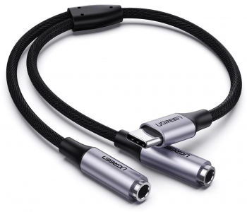 Adaptor audio USB-C la 2 x Jack-mama 3.5 mm Universal Argintiu 
