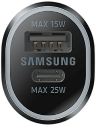 Adaptor auto Fast Charger Samsung 25W Dual Port cu interfata 1x USB si 1x USB-C Negru 