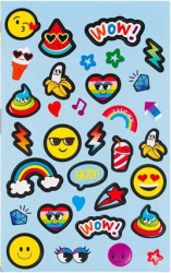 Caiet cu autocolante si stickere personaj Smiley face 300 de modele cu dimensiuni diferite Multicolor 