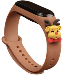 Curea fitness compatibila cu Xiaomi Mi Band 3 si Mi Band 4 material silicon design Brown moose Maro