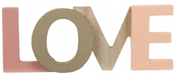 Decoratiune pentru casa in forma Love multicolora din lemn masiv 17x7 cm Multicolor 