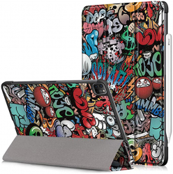 Husa book cover compatibila cu iPad Pro 11 inch 2018 - 2021 pliabila din piele ecologica graffiti design Multicolor 