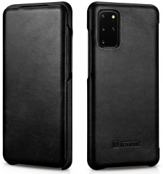 Husa Book Cover compatibila cu Samsung Galaxy S20 Plus Piele Naturala Design Vintage Folio Negru 