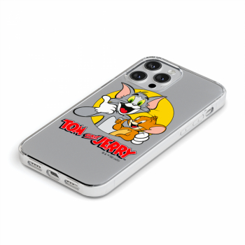 Husa compatibila cu iPhone 13 Pro model silicon slim Tom and Jerry Transparent 