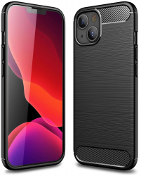 Husa compatibila cu Iphone 14 Plus bumper slim Carbon Design Negru 
