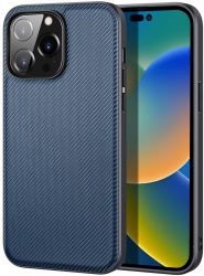 Husa compatibila cu Iphone 14 Pro Max bumper Carbon Design Blue 