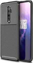 Husa compatibila cu OnePlus 7T Pro silicon cu insertii de carbon Negru 