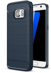 Husa compatibila cu Samsung Galaxy Note 9 Silicon High quality cu insertii de carbon Bleumarin 