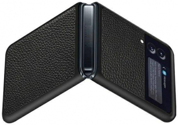 Husa compatibila cu Samsung Galaxy Z Flip 3 Casual design din piele ecologica Negru 