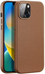 Husa de protectie compatibila cu iPhone 14 material Piele Ecologica Maro 