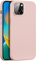 Husa de protectie compatibila cu iPhone 14 material Piele Ecologica Roz 