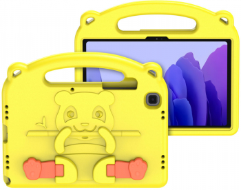 Husa pentru tableta compatibila cu Samsung Galaxy Tab A7 10.4 2020 material spuma model Panda cu kickstand Yellow 
