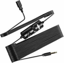 Lavaliera profesionala conector Jack 3.5 mm sistem de prindere clip-on cablu de 6 m Negru 