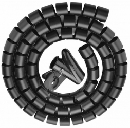 Organizator spiralat pentru cabluri 3 m x 25mm Negru