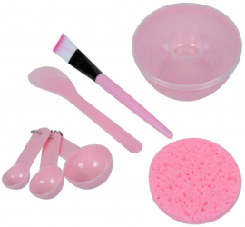 Set de 7 accesorii pentru ingrijire cosmetica Roz