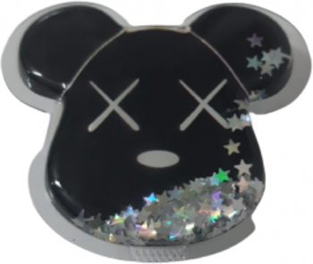 Suport compatibil cu telefon sau tableta popsocket Liquid glitter in forma de Urs Negru 