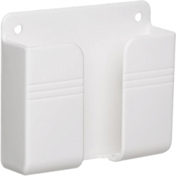 Suport din plastic cu agatare sau lipire cu adeziv pentru telefon sau alte deviceuri 8.6 x 2.8 x 9x9 cm Alb 