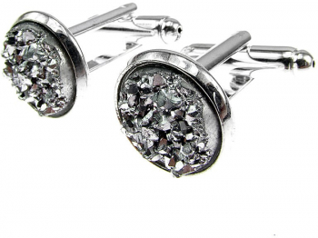 Butoni camasa cu rasina druzy argintiu deschis 12 mm 