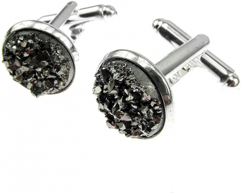 Butoni camasa cu rasina druzy argintiu inchis 12 mm 