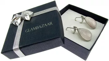 Cercei inox cu tortite inchise si cuart roz pal natural
