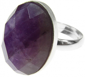 Inel argint reglabil cu ametist natural fatetat 18x13 MM 