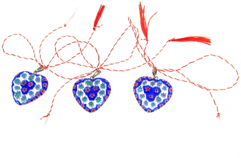 Set 3 martisoare Millefiori Heart Blue 