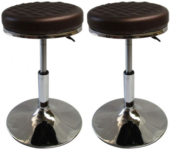 Set Scaune de living 2 x Maro Reglabile pe inaltime 42x55 cm Rotative 360 grade Piele ecologica Suporta 110kg 