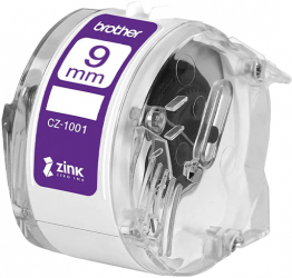 Etichete in rola Brother CZ-1001 9mm x 5m cu tehnologie Zink Zero Ink full color pentru imprimanta termica Brother VC-500W originale 