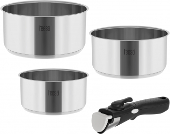 Set 3 oale inox Teesa Cook Expert Single Hand maner detasabil 1.6 l 2.3 l 3.1 l