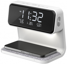 Lampa led cu ceas digital alarma data temperatura 3 intesitati de iluminare incarcare wireless 