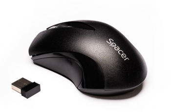 Mouse Wireless Spacer Negru 1000 DPI SPMO-W12 - Ideal pentru Birou sau Acasa 