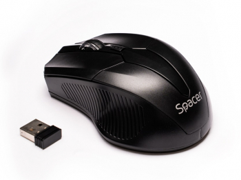 Mouse Wireless Spacer Negru 1600 DPI SPMO-W02 - Ideal pentru Birou sau Acasa 