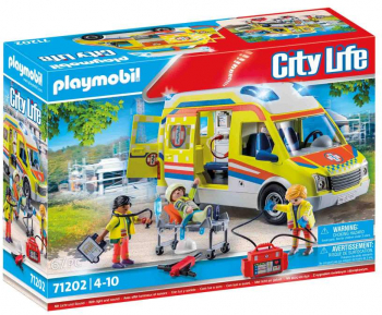 Playmobil City Life - Ambulanta galbena cu lumini si sunete 