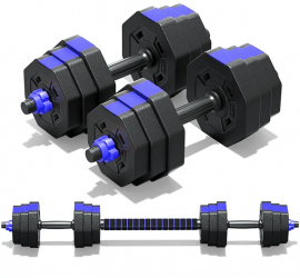 Set gantere si haltera reglabile hex HomeFit and reg 20kg - Blue 