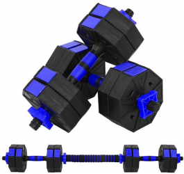 Set gantere si haltera reglabile hex HomeFit and reg 30kg - Blue 
