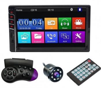 MP5 Player Techstar® 7033 2DIN Camera Marsarier Ecran HD Touch 7 inch Comenzi Volan Telecomanda MirrorLink 