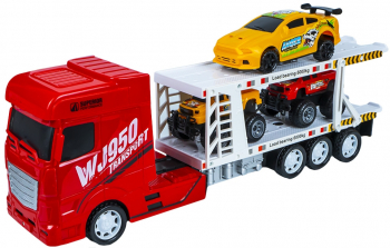 Tir frictiune cu platforma si 3 masinute 7Toys 