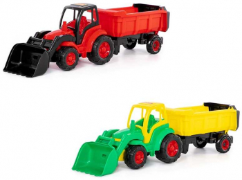 Tractor cu incarcator si remorca 86x22x26 cm 7Toys 