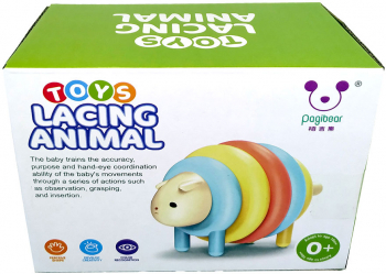 Jucarie din lemn Puzzle in forma de animal cu inele 7 piese multicolore Montessori 