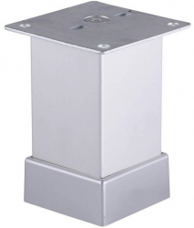 Picior metalic pentru mobilier H 150 mm finisaj aluminiu profil patrat 40x40 mm cu masca 
