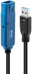 Cablu periferice LINDY Pro USB 3.0 tip A Male - USB 3.0 tip A Female 10m negru-albastru 