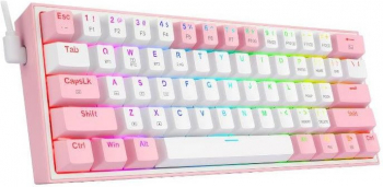 Tastatura Gaming Redragon Fizz Pro RGB White Pink Mecanica, Wired & Wireless, Red Switch 