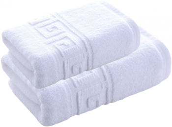 SET 2 Prosoape Greek Border 50x90cm si 70x140cm ALB 