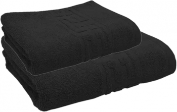 SET 2 Prosoape Greek Border 50x90cm si 70x140cm NEGRU 