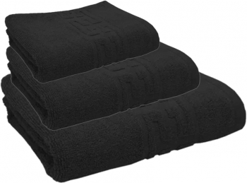SET 3 Prosoape Greek Border 30x50cm 50x90cm si 70x140cm NEGRU 
