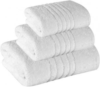 SET 3 Prosoape Line Border 30x50cm 50x90cm si 70x140cm ALB 