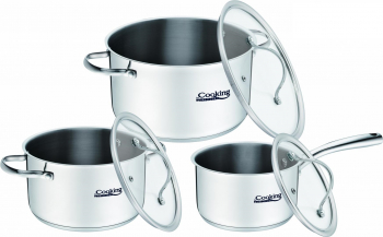 Set gatit din inox 6 piese 1.8l 3.5l 6l baza inductie baza 5 straturi Argintiu