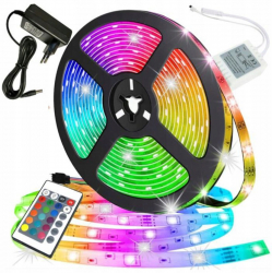 Banda LED RGB 4 5 m cu telecomanda 12V clasa energetica A impermeabilitate IP 65 